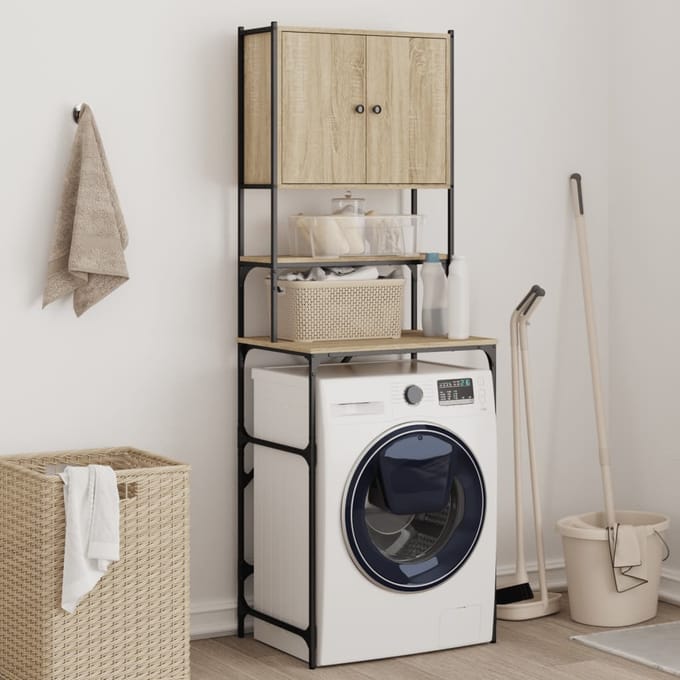 vidaXL - Wasmachinekast - 68x48,5x194 - cm - sonoma - eikenkleurig