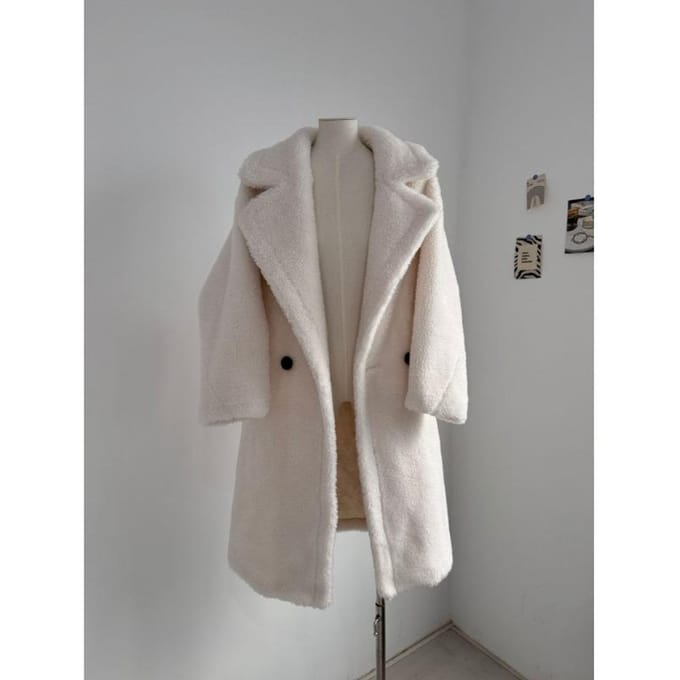Jas Jas Bont Silhouet Alpaca Winter Lang Klassiek Silhouet Jas voor Dames One size gray