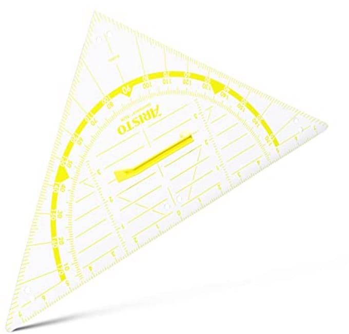 Wandbord geodriehoek 80 cm met handgreep - transparant