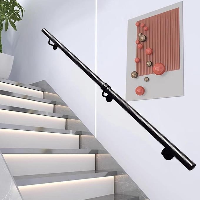 Trapleuning Metaal - Muursteun Trap - Veilig Lopen - Smeedijzer Stevig - 30cm - Zwart