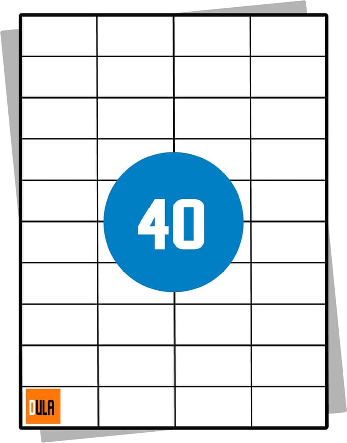 DULA Etiketten - Stickervellen A4 - 40 stickers per vel - 52,5 x 29,7 mm - 10 vel