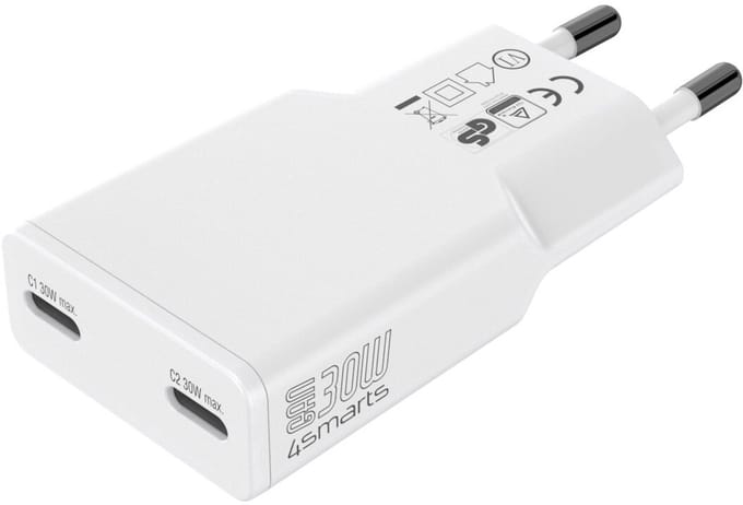4Smarts USB-oplader 30 W 2x USB-C USB PD Wit Binnen GaN, USB Power Delivery (USB-PD)