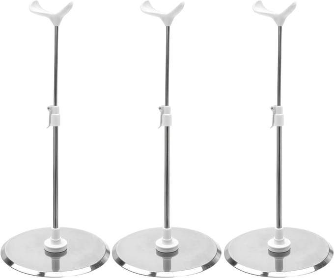 Poppen Display Stand - Poppenhouder Ondersteuning - Poppen Presenteren - Verstelbare Hoogte - 15.5 cm Voet - Wit