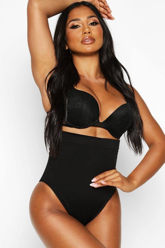 boohoo Dames Hoge Taille Controle Slip | Zwart | Maat: Small