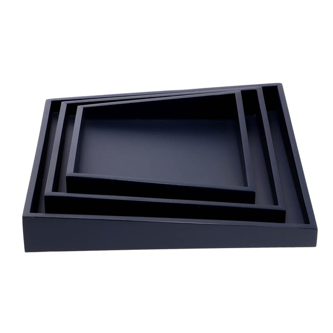 Senza Asymmetrische Houten Dienbladen 3 Stuks Blauw