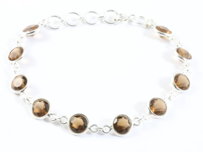 Fijne zilveren armband met rookkwarts