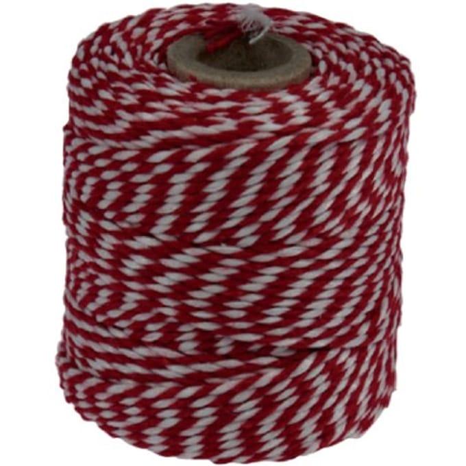 Katoentouw, rood-wit, klos van 50 g, ongeveer 55 m