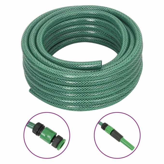 vidaXL - Tuinslang - met - koppelingsset - 0,5'' - 30 - m - PVC - groen