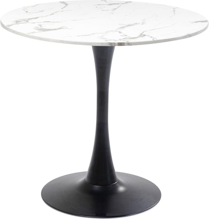 Eettafel Schickeria Ø80cm marmerprint wit en zwart Kare Design