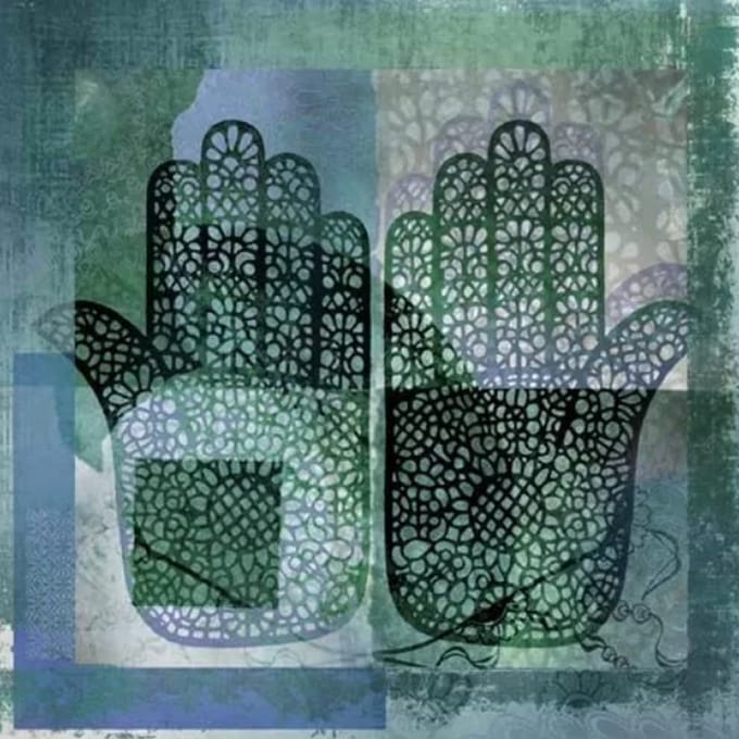 Safaary - Oosterse schilderij Mehndi hands Dai Turquoise
