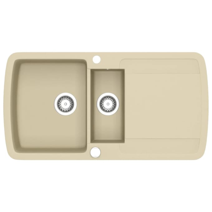 vidaXL - Gootsteen - dubbele - bakken - graniet - beige