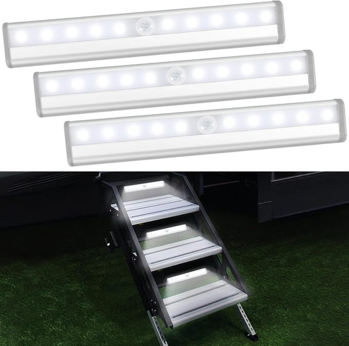 Set van 3 Bewegingssensor Stapverlichting voor Camper en Caravan