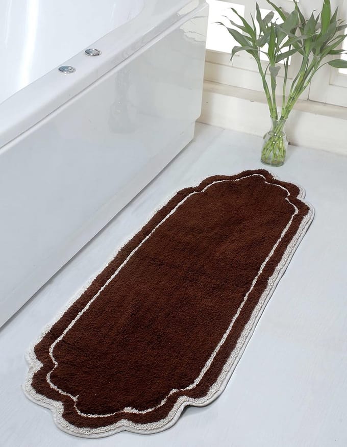 Zacht Katoenen Badmat Loper Bruin - Antislip en Zeer Absorberend