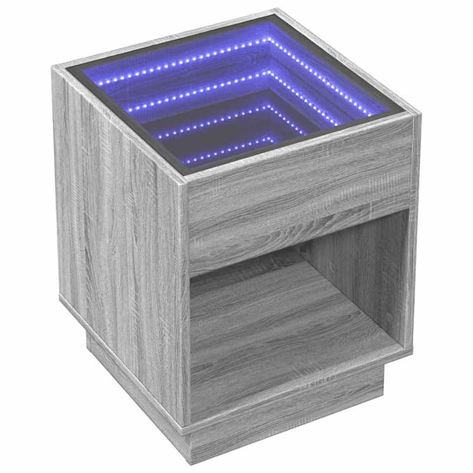 vidaXL - Salontafel - met - Infinity - LED - 40x40x50 - cm - grijs - sonoma - eikenkleur