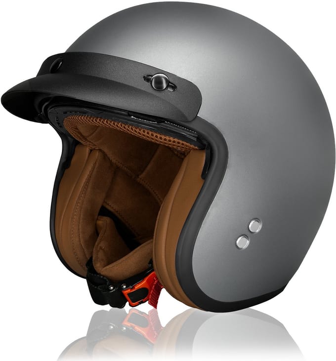 DAWNRISE Jethelm ECE 22.06 - Retro scooterhelm - Mat grijs - Maat M