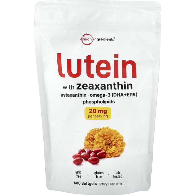 Micro Ingredients, Lutéine et Zéaxanthine, 400 Gélules Molles