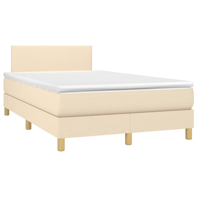 vidaXL - Boxspring - met - matras - en - LED - stof - crèmekleurig - 120x200 - cm