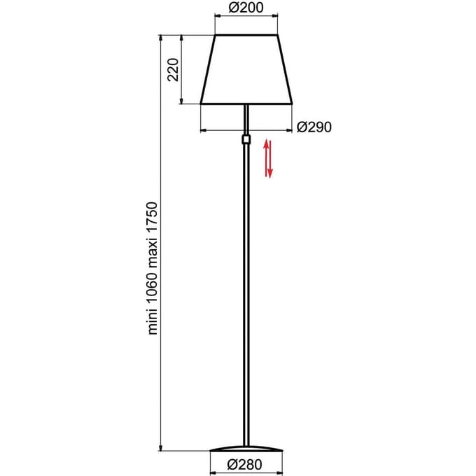 Aluminor Store vloerlamp, chroom/zwart