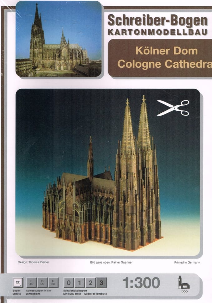 bouwplaat : kerk : Dom van Keulen, schaal 1:300