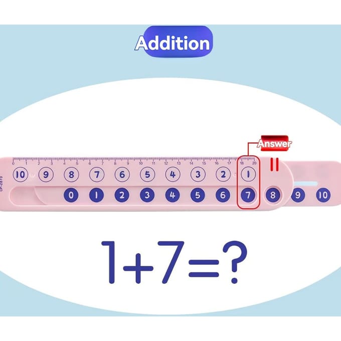 Règle Arithmétique Interactive pour Bureau et École, Lot de 1, Calculatrice et Outil de Mesure à Double Usage avec Conception à Boutons Poussoirs rose