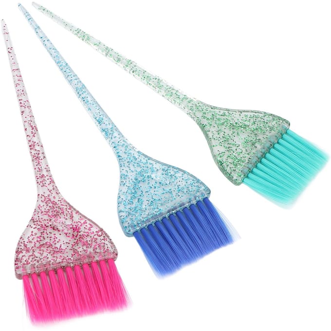 3-delige Haarkleur Borstel Set Transparante Verf Borstel Set met Lange Handgreep voor Salon Kapperszaak Gebruik white