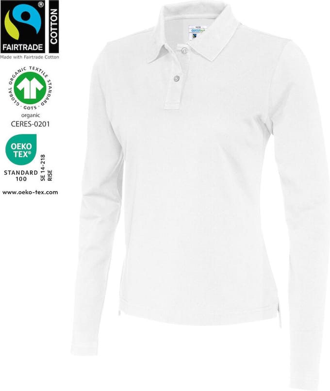 Cottover POLO PIQUE LONG SLEEVE LADY - GOTS GECERTIFICEERD 141017 - Wit - M