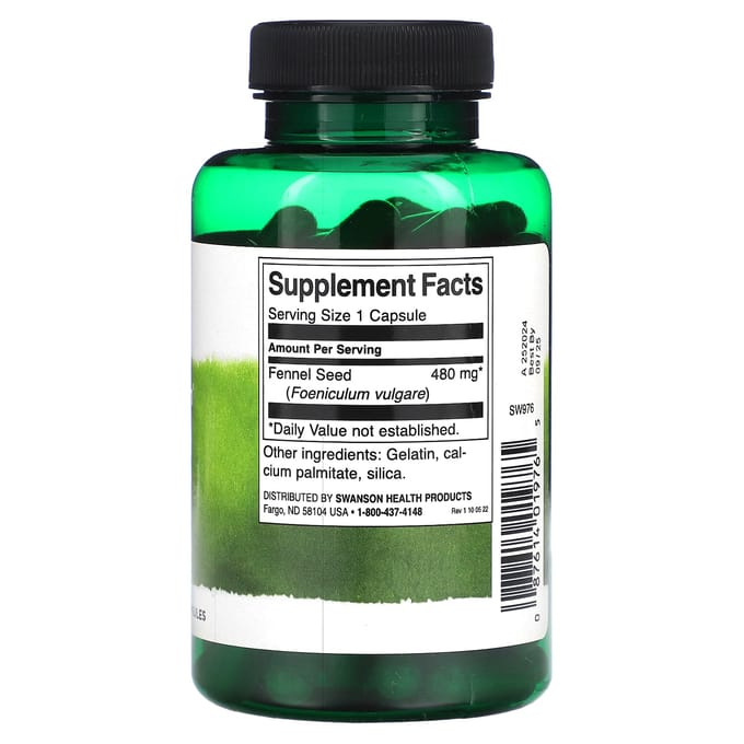 Volledig Spectrum Venkelzaad, 480 mg, 100 Capsules