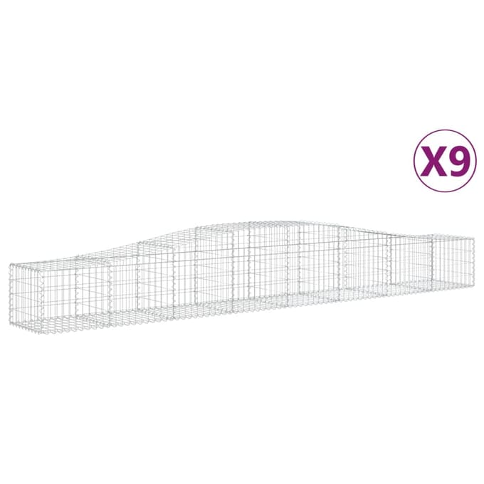 vidaXL - Schanskorven - 9 - st - gewelfd - 400x50x40/60 - cm - gegalvaniseerd - ijzer