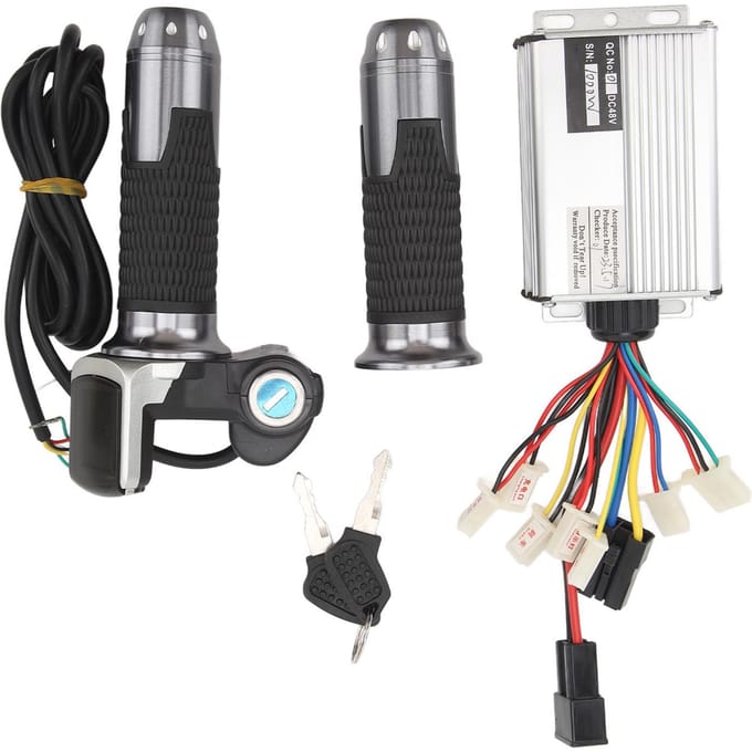 Elektrische Fiets Ombouwset 48V 1000W Controller 48V Gashendel met Vergrendeling Vierkant Display voor DC gray