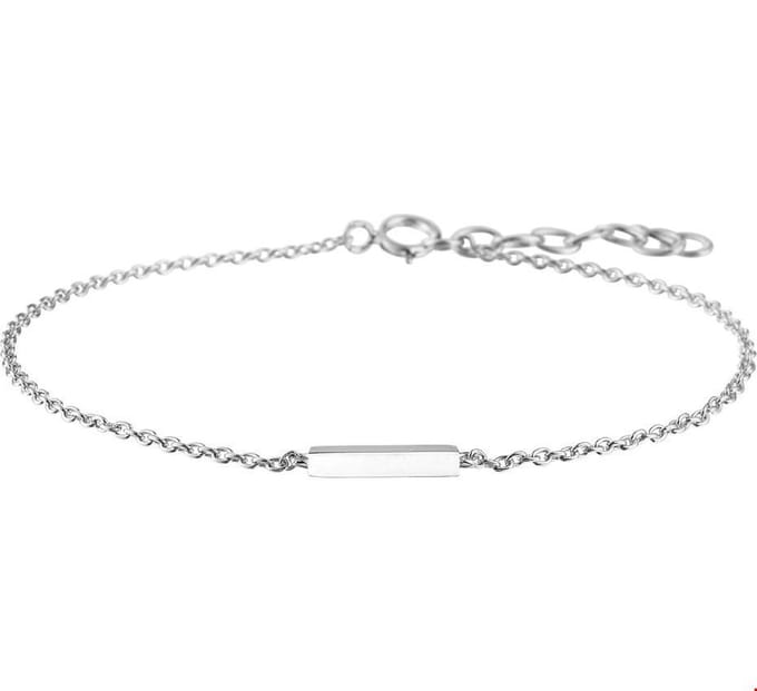 Zilver Gerhodineerd Armband Balkje 1,2 Mm 16 + 2,5 Mm 1324644