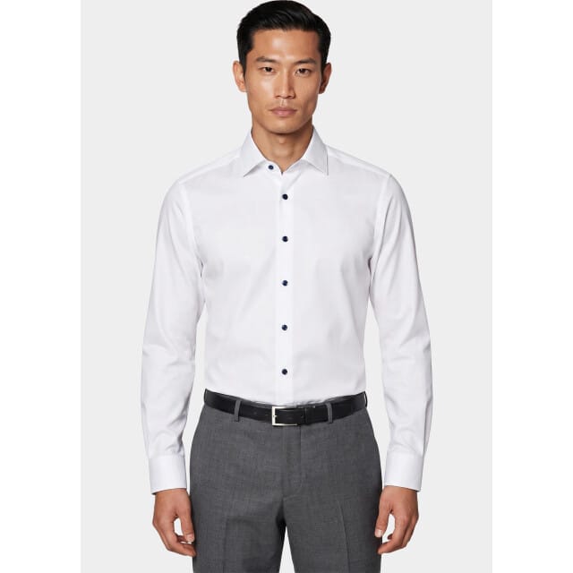 OLYMP 24/7 Luxor modern fit overhemd - twill - wit - Strijkvriendelijk - Boordmaat: 40 (EU maat: M)
