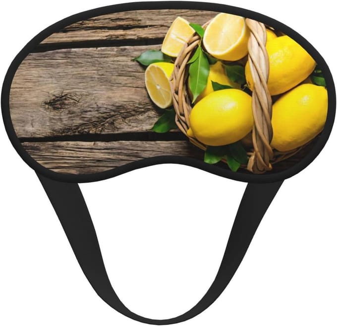 Slaapmasker Print - Oogmasker Rust - Totale Duisternis - Huidvriendelijk Polyester - 19.99 x 14 cm - Citroen