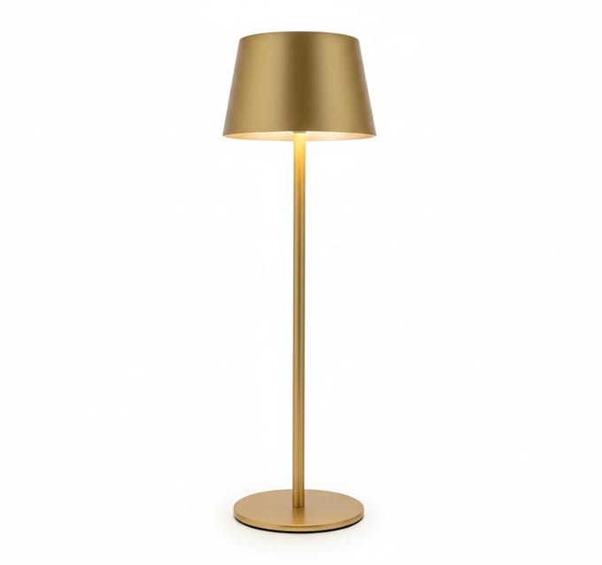 OMNIEXA Tafellamp Oplaadbaar en Draadloos - Dimbare LED Designlamp met Touch - Goud - 34 cm