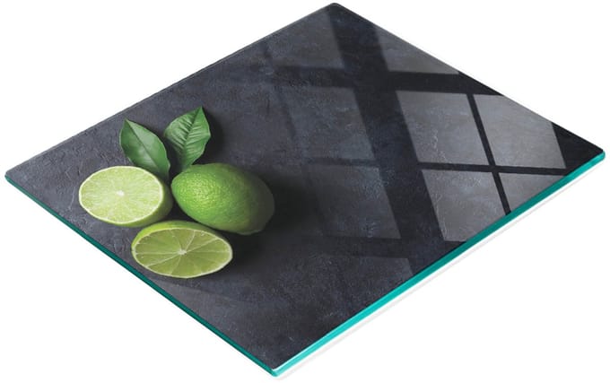 Glazen serveerplank met groene limoenprint, 60x52 cm