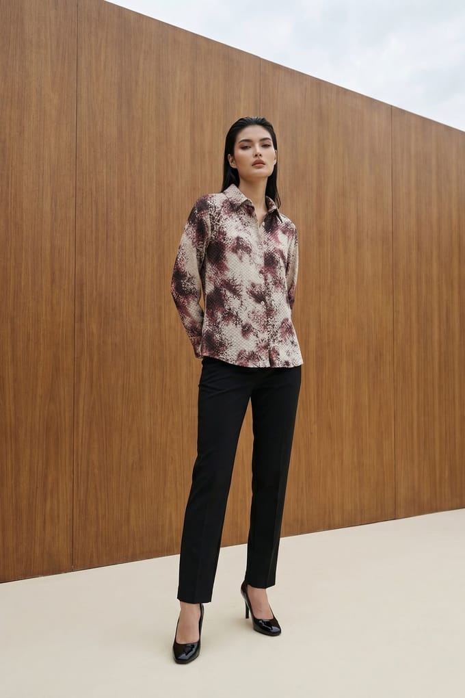 Slangenprint Satijnen Geweven Shirt