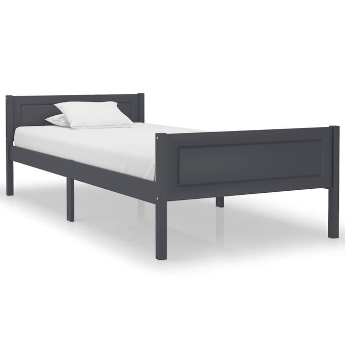 vidaXL - Bedframe - massief - grenenhout - grijs - 100x200 - cm