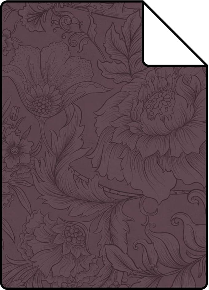 Proefstaal ESTAhome behang bloemmotief donker paars - 26.5 x 21 cm - 131855-S