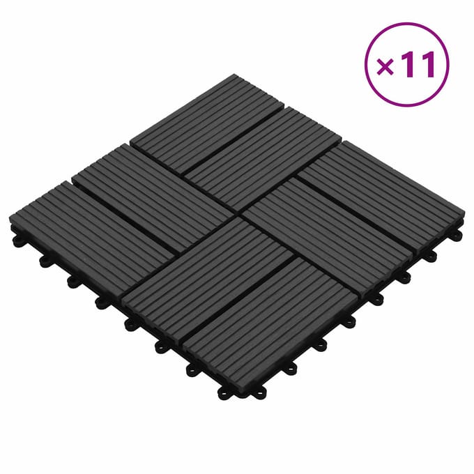 vidaXL - Terras - Tegel - 11 - st - Zwart - 30 - x - 30 - cm - WPC