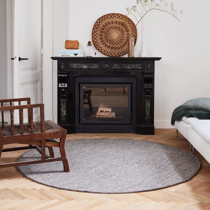 Rond vloerkleed wollen Antraciet - Cobble Stone - Rond 200 Ø - (L)