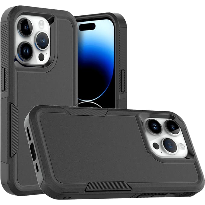 CaseBody Apple iPhone 15 Pro Rugged Armor Back Cover Zwart