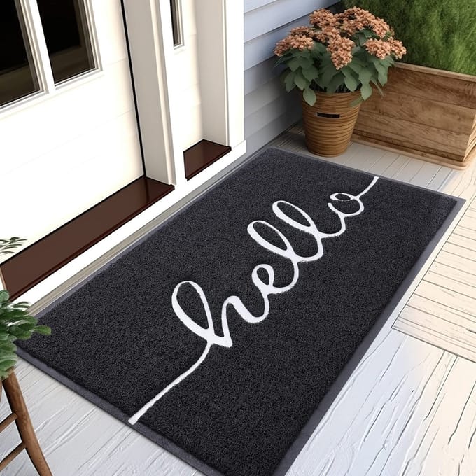 Olanly - Deurmat Binnen Droogloopmat- Schoonloopmat - Hello Deurmat - 80x120 cm - Zwart
