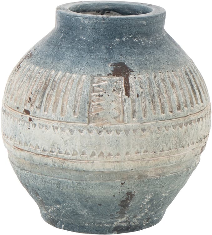 J-Line bloempot Antiek - polyresin - blauw/wit - small