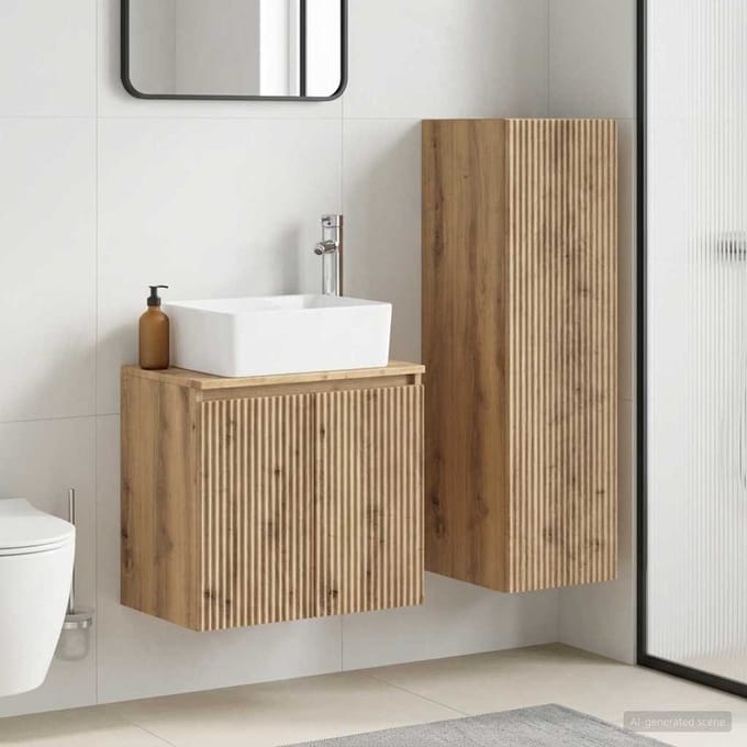 vidaXL - Badkamerkast - set - 2 - st - Artisanaal - eiken - 33 - x - 34,5 - x - 100 - cm