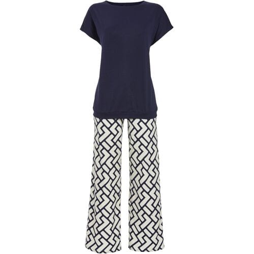 Chique nachtblauwe pyjama Ringella - Blauw - Maat - 40