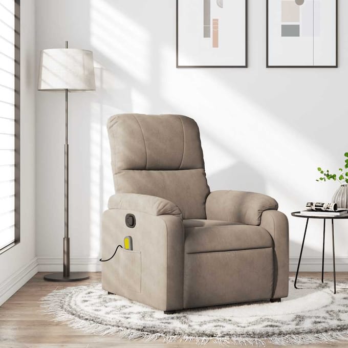 vidaXL - Massagestoel - microvezelstof - taupe