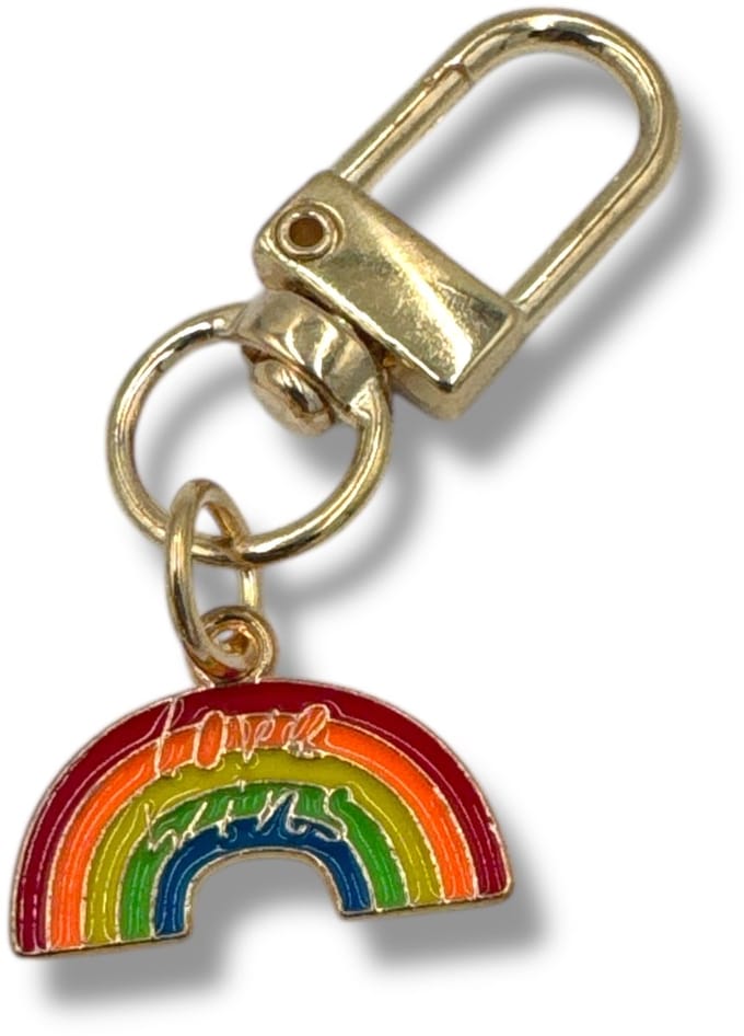 Regenboog Sleutelhanger – Love Wins – Goudkleurig – Metaal