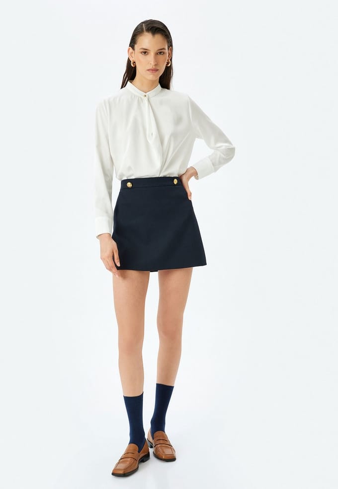 Lange mouw Ronde kraag Satinbluse