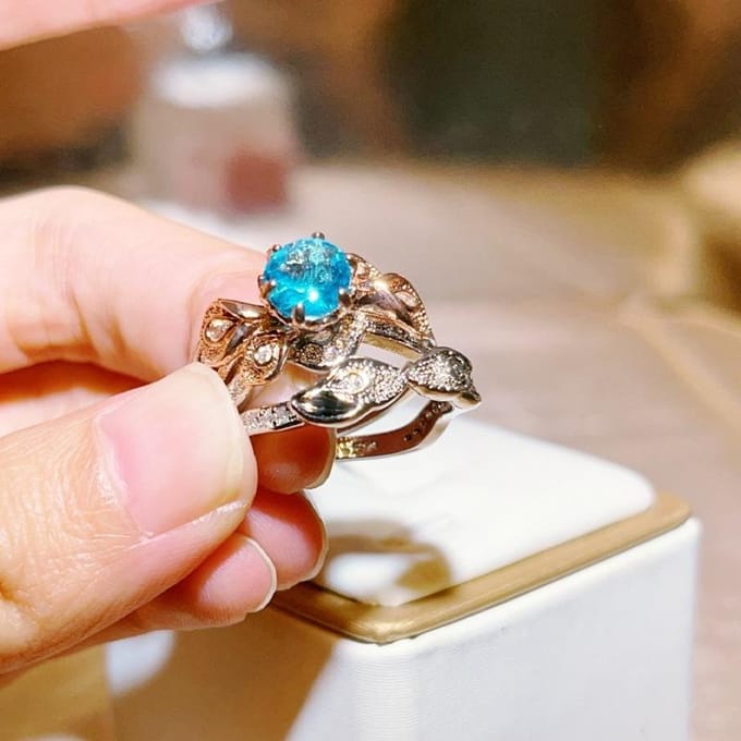 Twee stukken 14K tweekleurige ring voor kinderen No. 10 gray