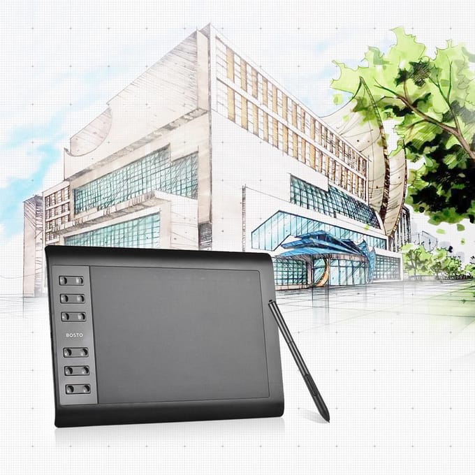 Bosto 10*6   draadloze digitale grafische tekentablet bord pad 8192 waterpas + stylus zwart