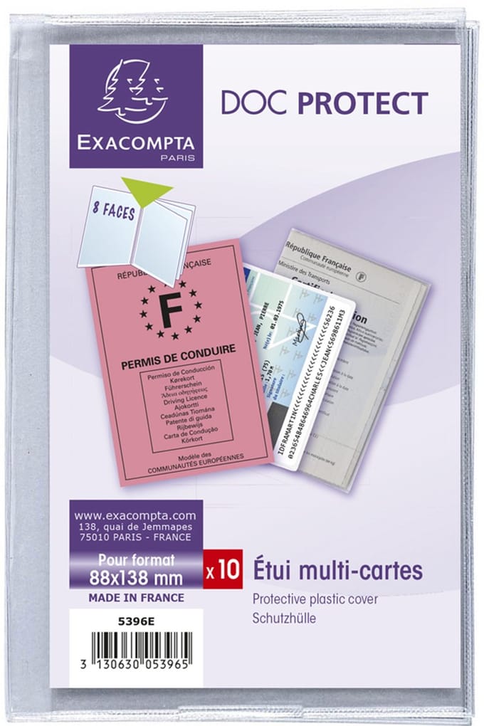 EXACOMPTA Pasjeshoezen, PVC, 4-vaks, 0,20 mm, 88 x 138 mm